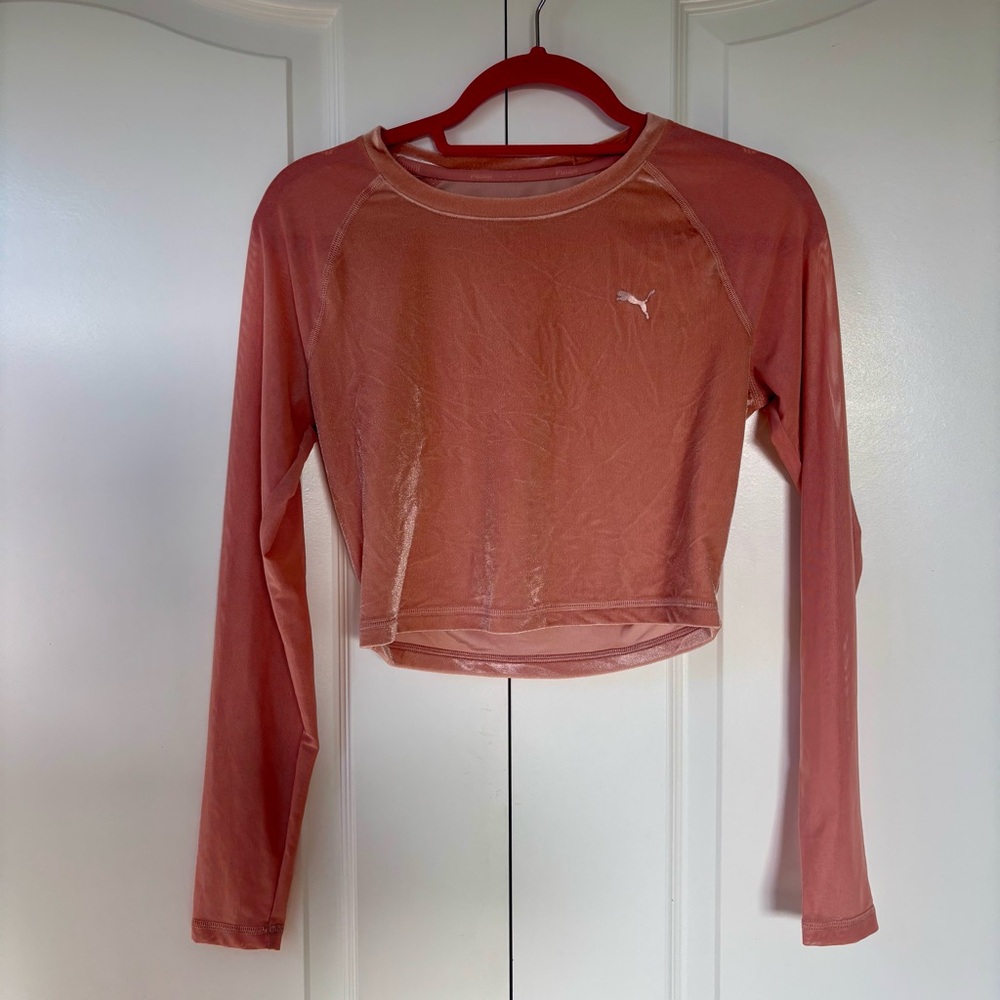 Puma Women's Pink Long Sleeve Crop Top